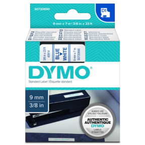 D1-TAPE 9MM X 7M/BLUE ON WHITE