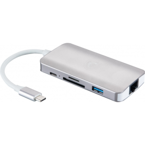 Hub USB MSI 9in1, 1x USB 3.0 + 1x USB-C, Silver