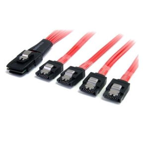 Cablu Startech SAS8087S450, Mini-SAS - 4x SATA, 0.5m, Red