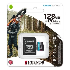 Memory Card Kingston Canvas Go! Plus microSD 128GB, CL10 + Adaptor SD - SDCG3/128GB