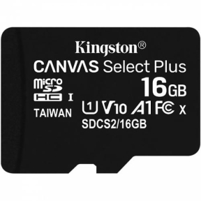 Memory Card microSDHC Kingston Canvas Select Plus 16GB, Class 10, UHS-I U1, V10, A1