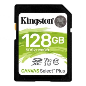 Memory Card SDXC Kingston Canvas Select Plus 128GB, Class 10, UHS-I U3, V30