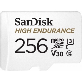 Memory Card microSDXC SanDisk by WD High Endurance 256GB, Class 10, UHS-I U3, V30 + Adaptor SD
