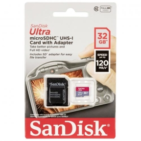 Memory Card microSDXC SanDisk by WD Ultra 32GB, Class 10, UHS-I U1, A1 + Adaptor SD