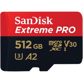 Memory Card microSDXC SanDisk by WD Extreme Pro 512GB, Class 10, UHS-I U3, V30, A2 + Adaptor SD