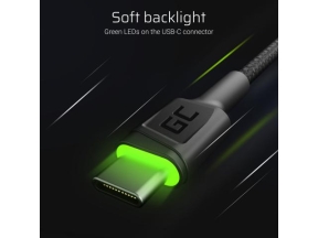 Set 3x Green Cell Cable GC Ray USB-C Cable 30cm, 120cm, 200cm with green LED backlight, fast charging UC, QC 3.0
