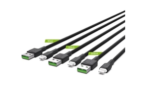 Set 3x Green Cell Cable GC Ray USB - Lightning 30cm, 120cm, 200cm for iPhone, iPad, iPod, white LED, quick charging