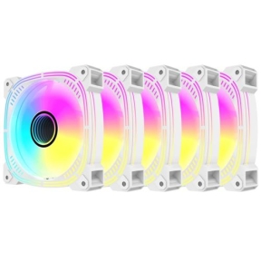 Set 5 ventilatoare 120 mm Acegeek Prime 5in1 ARGB, controller inclus, telecomanda, White