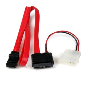Cablu Startech SLSATAF20, SATA - SATA + LP4 (4 pin), 0.50m, Red