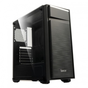 CARCASA SPACER - gaming, Middle Tower, ATX, fara sursa, sticla securizata, USB 2.0 x 2, USB 3.0 x 1, PSU shroud, black 