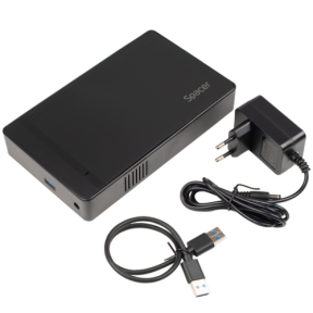 RACK extern SPACER, pt HDD/SSD, 3.5 inch, S-ATA, interfata PC USB 3.0, alimentare retea, plastic, negru, "SPRK-35USB3-01" 45503295 (timbru verde 0.8 lei)