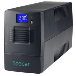 UPS Spacer Line Int. cu management, LCD,  1000VA/  600W, AVR, 4 x socket Schuko, display LCD, 2 x baterie 12V/7Ah, conector USB, combo RJ11/RJ45, bateria are 12 luni garantie, 