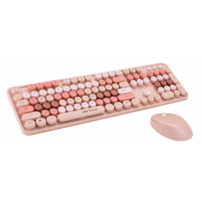 Kit Wireless Serioux Retro 9900BR- Tastatura, USB, Pink + Mouse Optic, USB Wireless, Pink