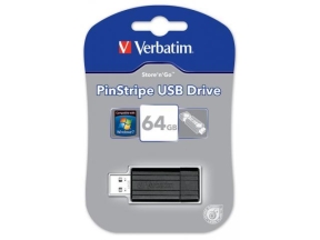 Stick memorie Verbatim Store 'n' Go PinStripe 64GB, USB 2.0, Black