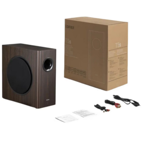 SUBWOOFER EDIFIER, RMS: 70W activ, 8" bass, RCA Line-in/Line-out, automatic stand-by, frecv. 35Hz-115Hz, brown, " T5S-BR" (timbru verde 4.00 lei)