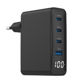 Incarcator retea Gembird TA-UC-PDQC100LCD-01-BK, 3 x USB-C, 1 x USB-A, 100 W, Black