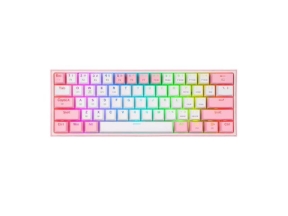 Tastatura Wireless Redragon Fizz Pro, RGB LED, USB Wireless/Bluetooth, White-Pink