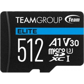 Memory Card microSDXC TeamGroup Elite 512GB, Class 10, UHS-I U3, V30, A1 + Adaptor SD