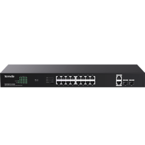 SWITCH TENDA unmanaged, 16 porturi POE RJ-45 gigabit, 2 porturi uplink gigabit RJ-45 si 2 porturi SFP IEEE 802.3af/at, max PoE 250W, metalic "TEG1120P-16-250W"  (timbru verde 2 lei)