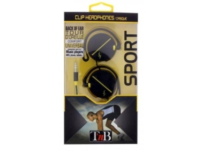 Casti fara microfon TnB Clip Sport, 3.5mm jack, Black-Yellow