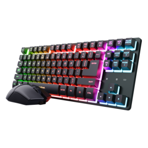 Kit Wireless Trust GXT 832 Thado - Tastatura, RGB LED, USB Wireless, Black + Mouse Optic, USB Wireless, Black