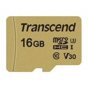 Memory Card microSDHC Transcend 500S 16GB, Class 10, UHS-I U3, V30 + Adaptor SD