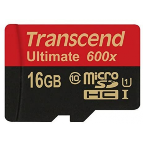 Memory Card microSDHC Transcend Ultimate 600x 16GB, Class 10, UHS-I U1