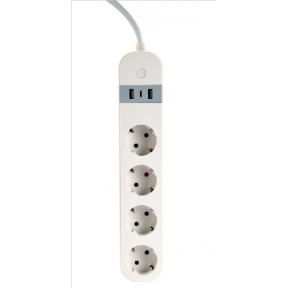 Prelungitor Gembird Smart TSL-PS-S4U-01-W, 4x Schuko, 2x USB-A, 1x USB-C, White
