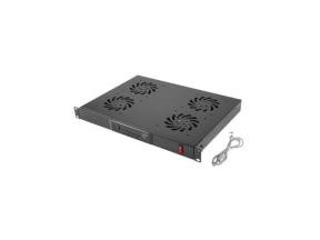 Unitate cu 4 ventilatoare, 1U, termostat digital, senzor temp, temporizator, display LED, negru, cablu alimentare 1,5m - DATEUP