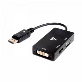 Adaptor V7 V7DP-VGADVIHDMI-1E, DisplayPort - VGA, DVI-D, HDMI, Black