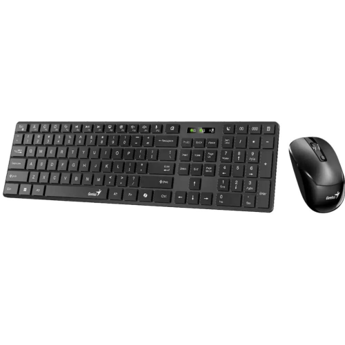 KIT wireless GENIUS, tastatura wireless 104 taste (multimedia) + mouse wireless 1200dpi, 3 butoane, BT5.3 + 2.4G, USB, negru, 