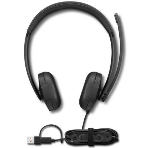 Casti cu microfon Lenovo VoIP 5000, USB-C/A, Black