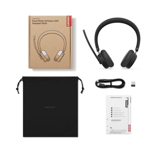 Casti cu microfon Lenovo Dual-Mode, USB-A/Bluetooth, Black