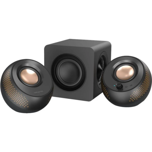CREATIVE PEBBLE X Plus USB-C 2.1 Speakers w/Bluetooth 5.3, RGB Lighting, Aux, black