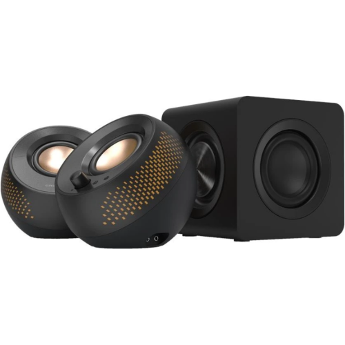 CREATIVE PEBBLE X Plus USB-C 2.1 Speakers w/Bluetooth 5.3, RGB Lighting, Aux, black