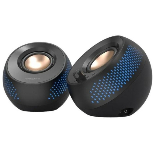 CREATIVE PEBBLE X USB-C 2.0 Speakers w/Bluetooth 5.3, RGB Lighting, Aux, black
