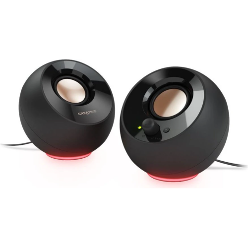 CREATIVE PEBBLE SE USB-C 2.0 Speakers w/Bluetooth 5.3, RGB Lighting, Aux, black