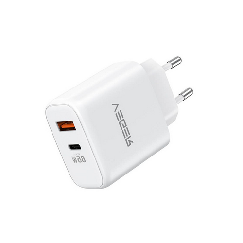 Incarcator retea Veger 65W1A1C, 1 x USB-A, 1 x USB-C, 65W, White
