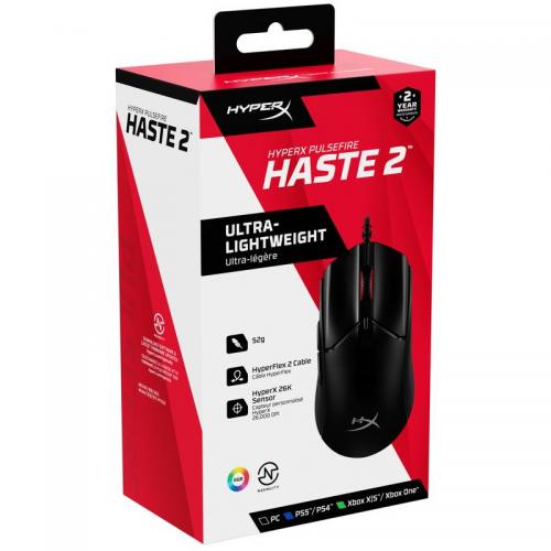 Mouse Optic HP HyperX Pulsefire Haste 2, USB-A, Black