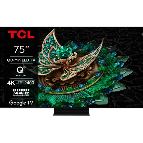 Televizor QD-MiniLED TCL Smart 75C765 Seria C765, 75 inch, Ultra HD 4K, Black