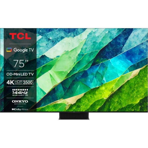 Televizor QD-MiniLED TCL Smart 75C855 Seria C855, 75 inch, Ultra HD 4K, Black