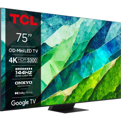 Televizor QD-MiniLED TCL Smart 75C855 Seria C855, 75 inch, Ultra HD 4K, Black