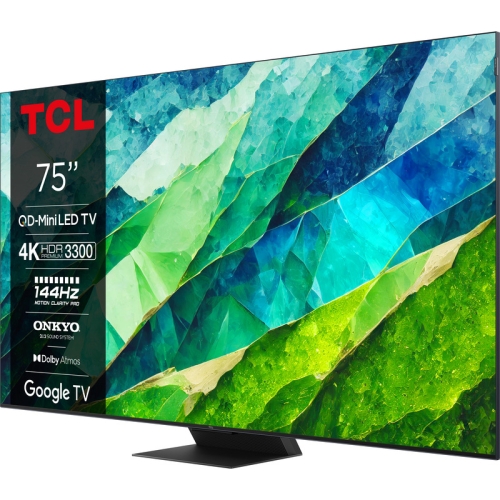 Televizor QD-MiniLED TCL Smart 75C855 Seria C855, 75 inch, Ultra HD 4K, Black