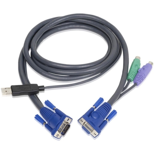 Cablu KVM Inter-Tech 88887057, 2 x VGA, 2 x PS2, 1 x USB, 10 m, Black