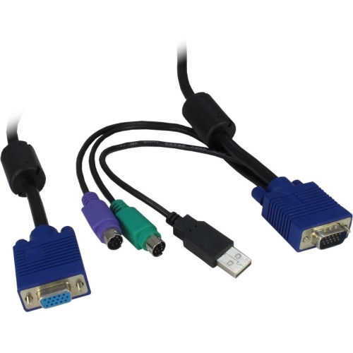 Cablu KVM Inter-Tech 88887057, 2 x VGA, 2 x PS2, 1 x USB, 10 m, Black