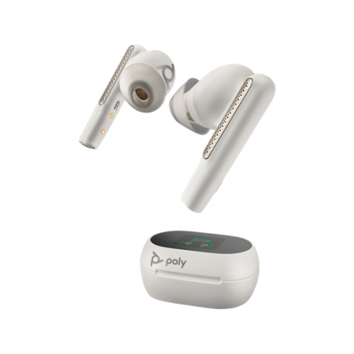 Handsfree Poly by HP Voyager Free 60+ UC Touchscreen, White + Adaptor Bluetooth USB-C