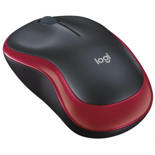Mouse Optic Logitech M185 910-002237, USB Wireless, Black-Red