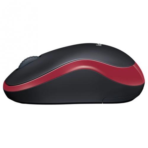 Mouse Optic Logitech M185 910-002237, USB Wireless, Black-Red