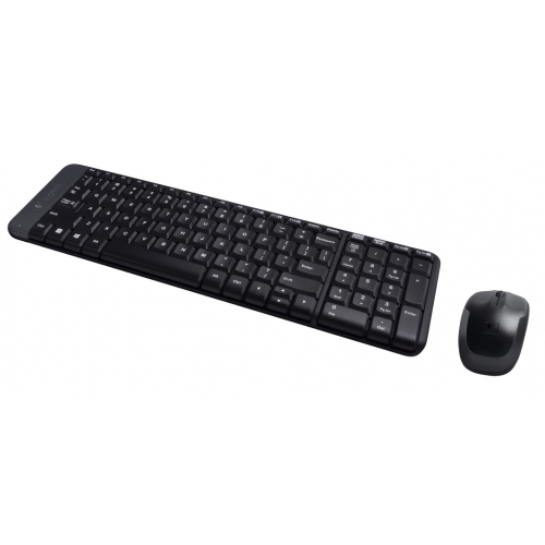 Kit Wireless Logitech MK220 - Tastatura, USB, Layout US, Black + Mouse Optic, USB Wireless, Black