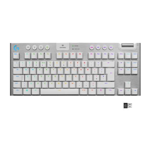 Tastatura Wireless Logitech G915 TKL Tenkeyless Lightspeed, RGB LED, Bluetooth/USB, Layout UK, White